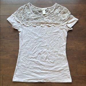 H&M Lace Trim Women's Top - Light Pink